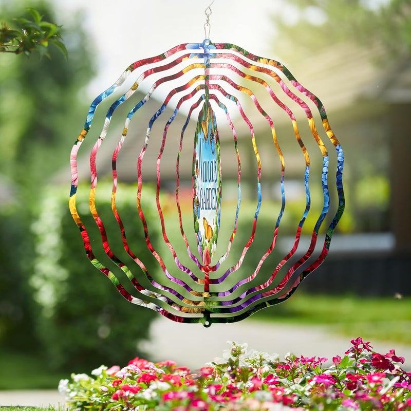 FLAGWIX Garden Gifts for Grandma - Nana's Garden 3D Stainless Steel Metal Wind Spinners 12 in - Gardening Grandmother Birthday Gifts for Women Nana Gigi, Nana Gift Ideas - Image 5